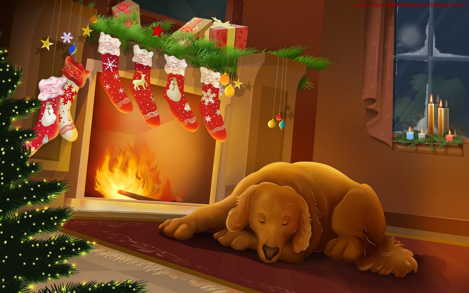 Ilona Wallpaper Cozy Christmas Fireplace