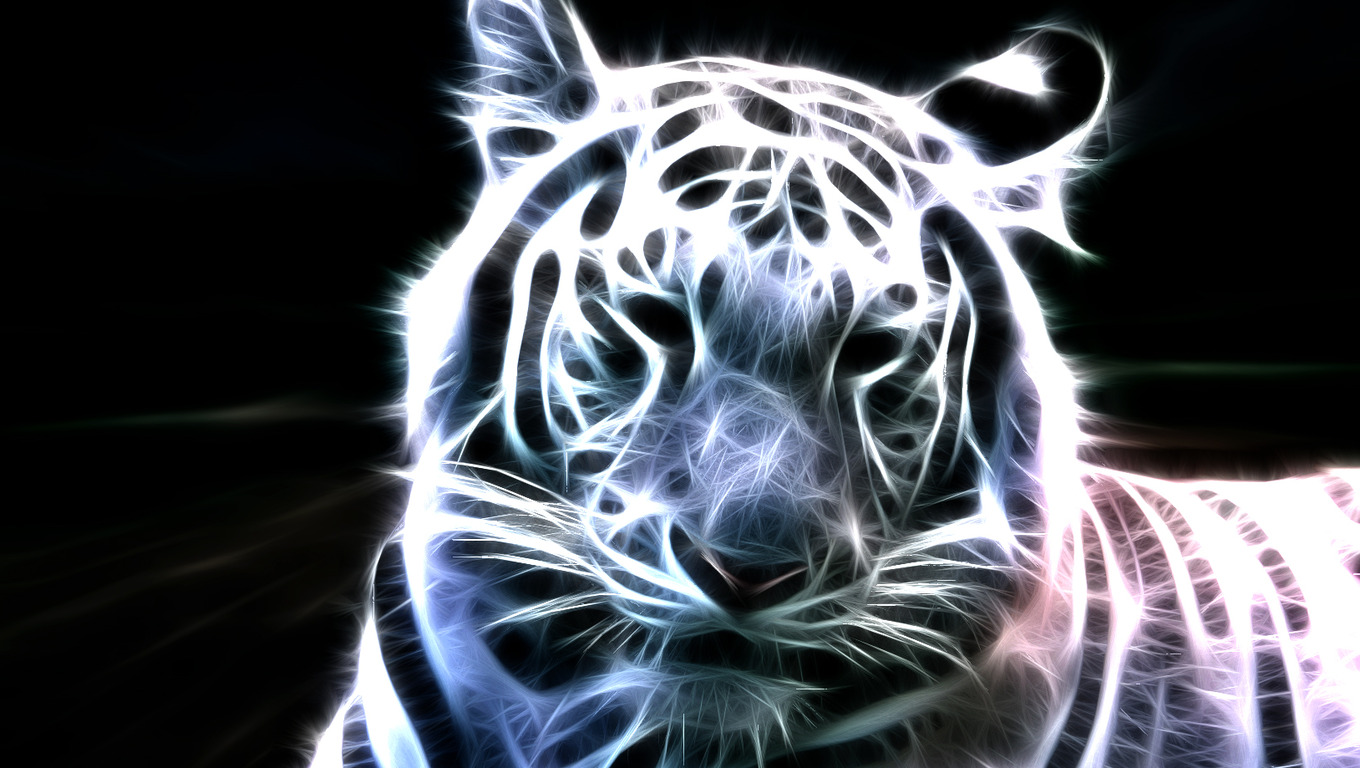 Neon white tiger wallpapers HD Wallpaper 1360x768