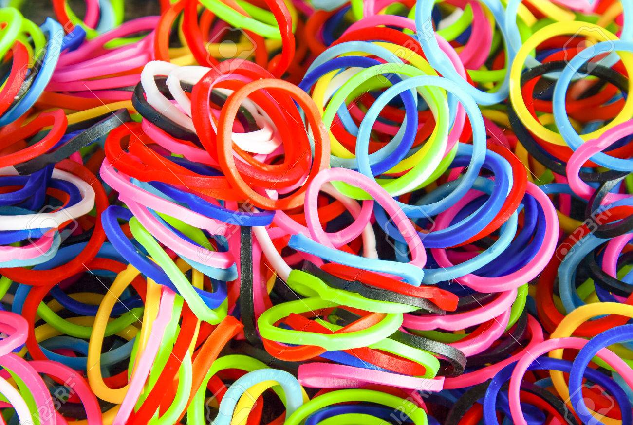 Colorful Background Rainbow Loom Rubber Bands Fashion Stock Photo