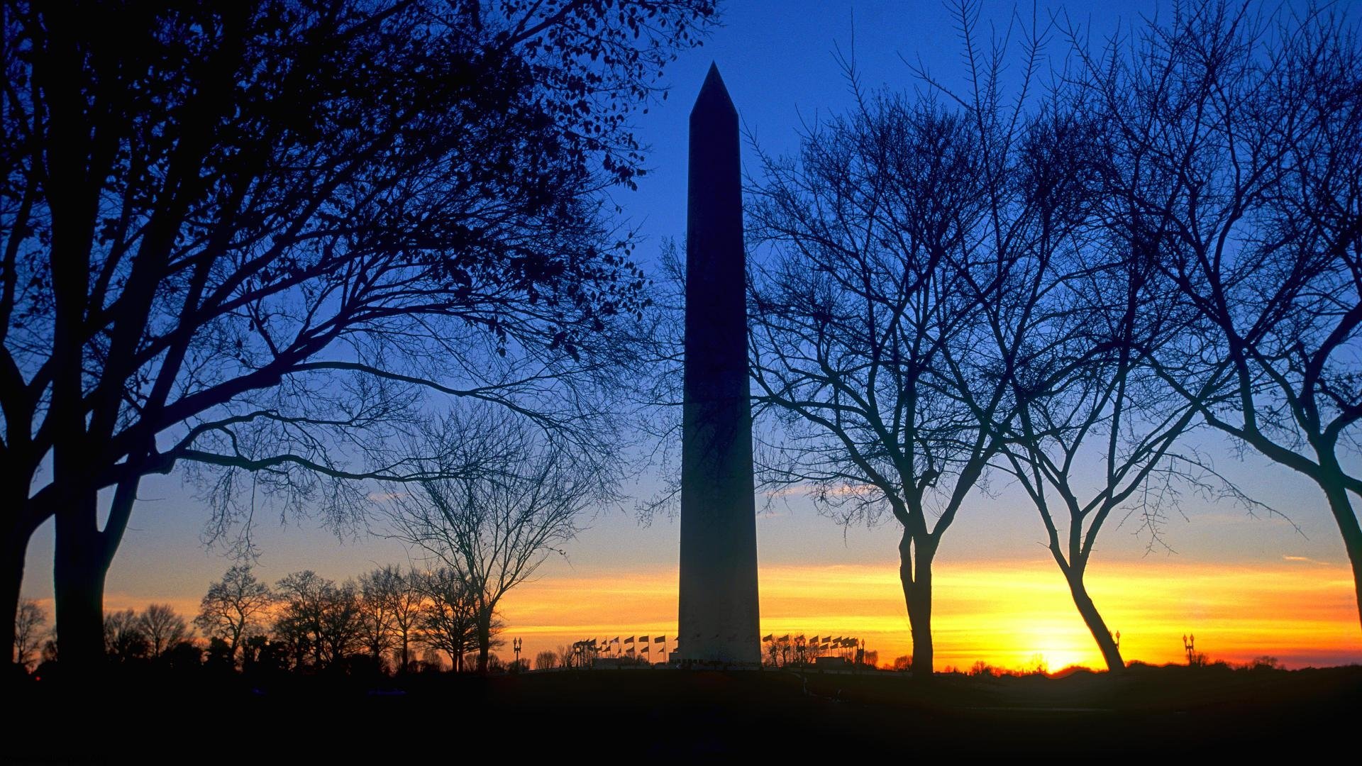 Blue Sky Sunset Washington Monument Washington DC HD Wallpaper
