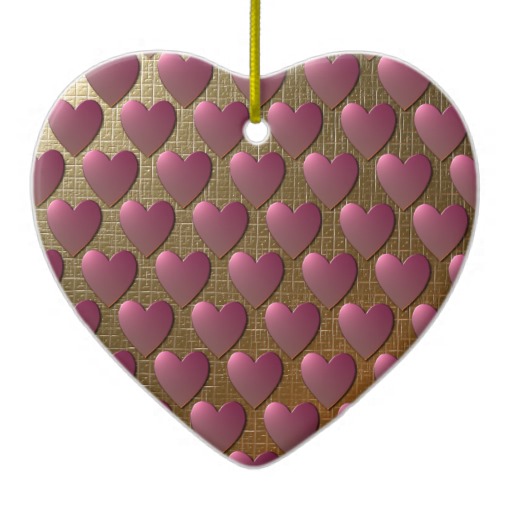 Metallic Gold Wallpaper with Pink Hearts Christmas Ornament Zazzle 512x512