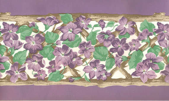 Vintage Waverly Wallpaper Border Violets By Sistersofserendipity