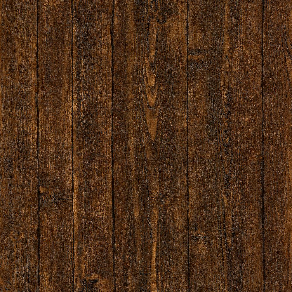 Brewster Ardennes Faux Dark Brown Wood Panel Wallpaper