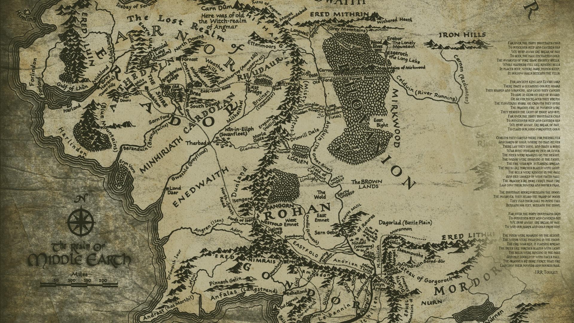 Fantasy Movies Text Old The Lord Of Rings Books Maps