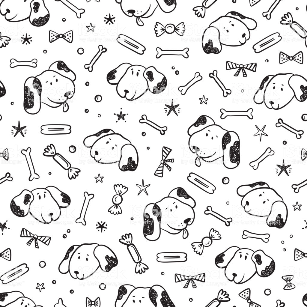 Dog Vector Seamless Pattern Pets Background With Hand Drawn Doodle