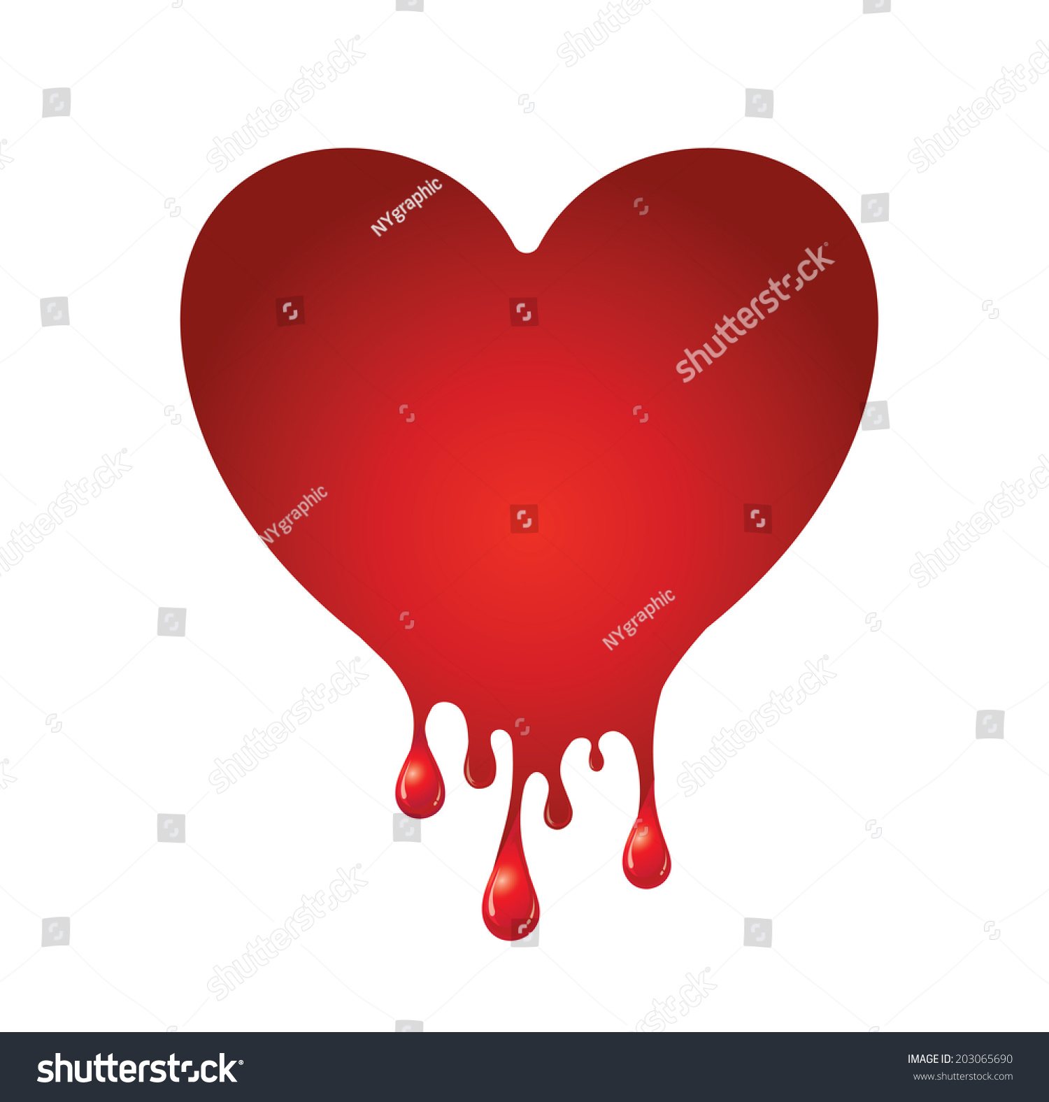 Vector Red Heart Bleeding Background Stock Royalty
