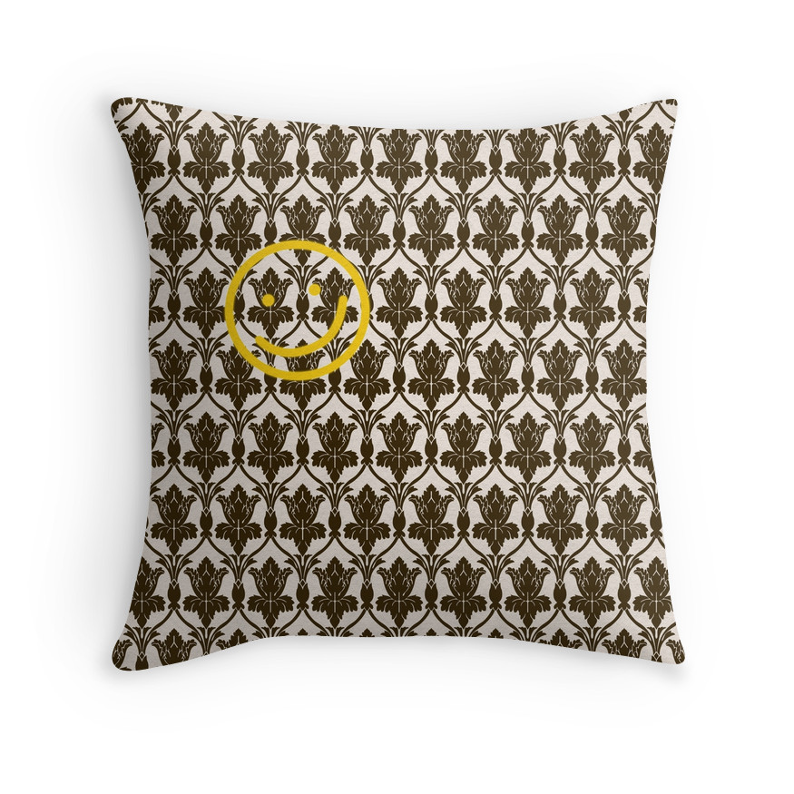 Bbc Sherlock Holmes Damask Wallpaper Pattern Throw Pillows By