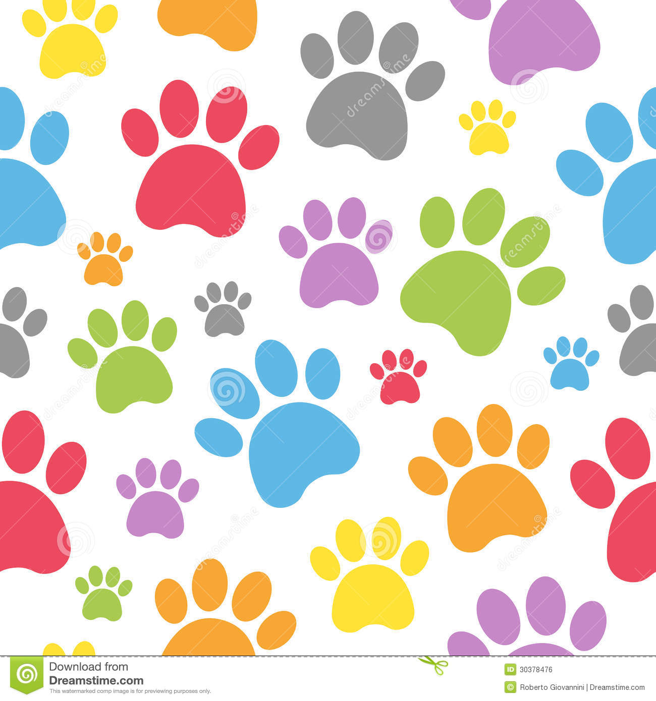 Colorful Dog Paw Prints Colourful
