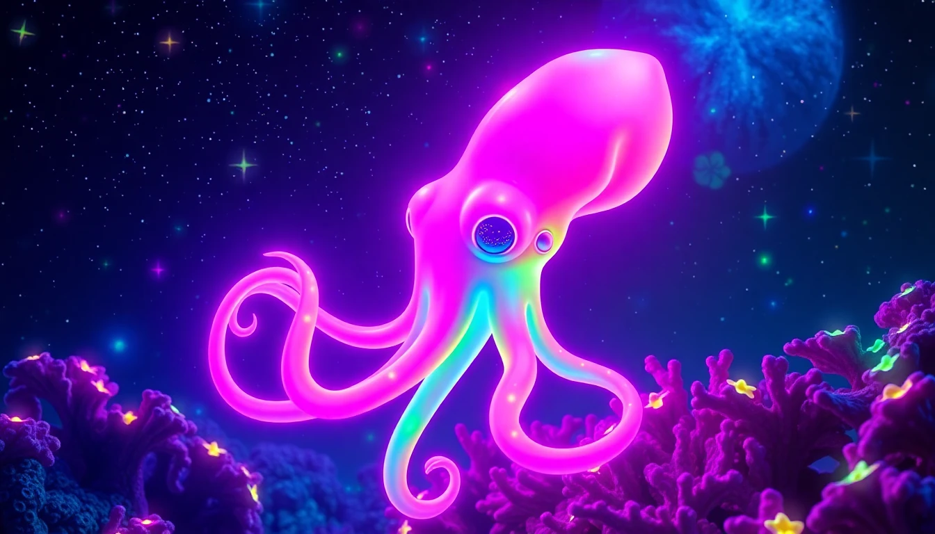 Neon Squid Wallpaper