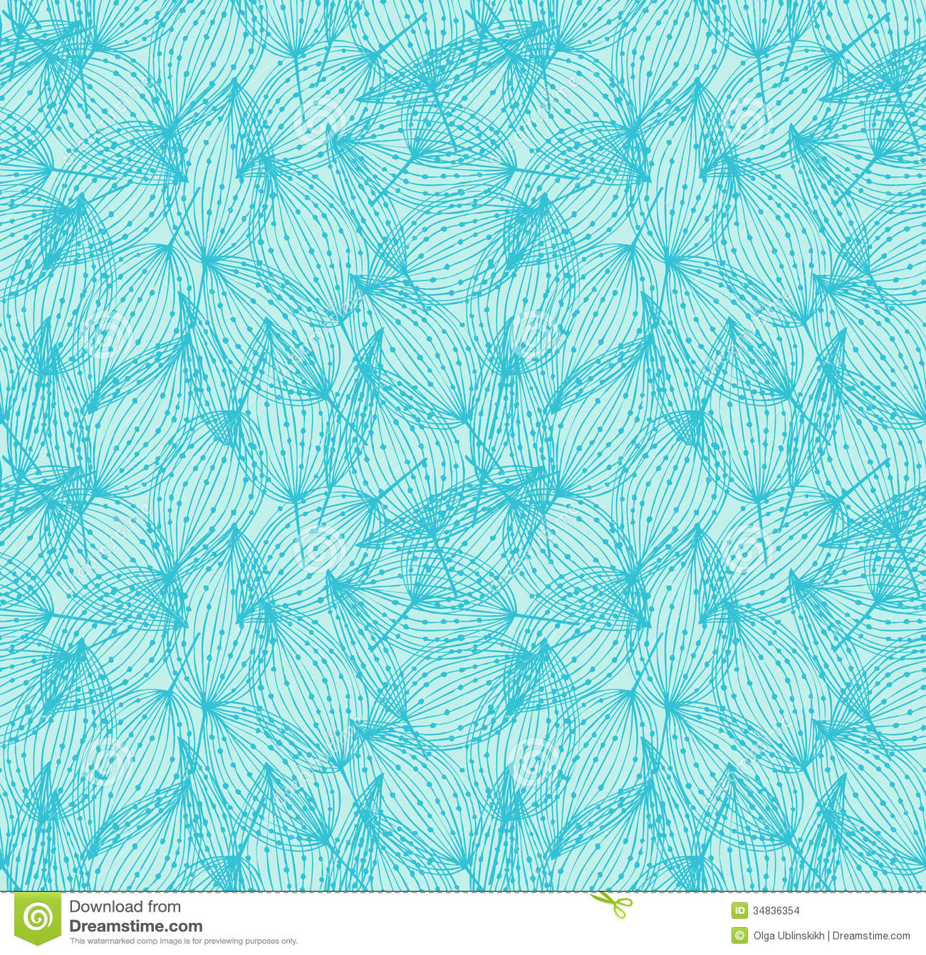 Turquoise And Black Floral Background Seamless Pattern