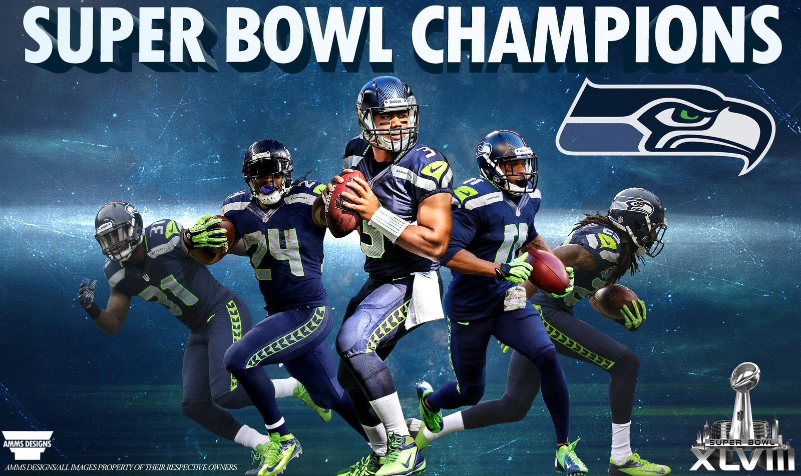 Seahawks Super Bowl 48 Champions Poster by AMMSDesings