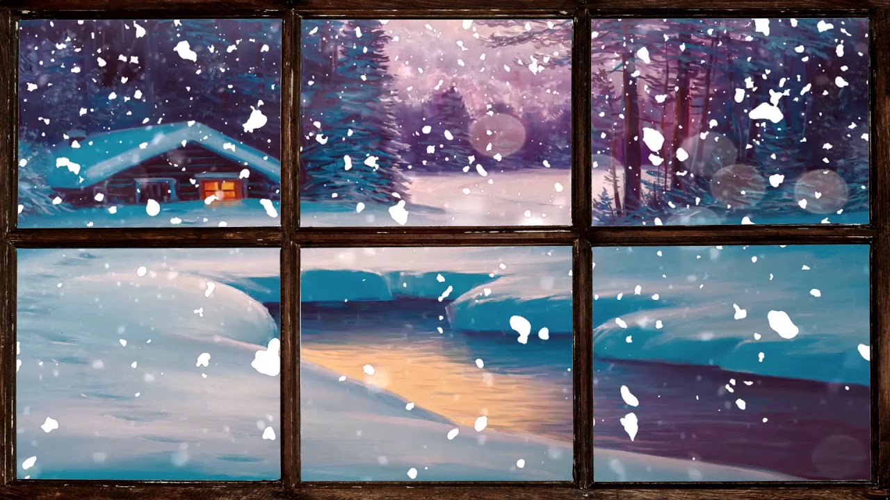 Christmas Music Virtual Winter Window Snow Scene 1 of 3 Living