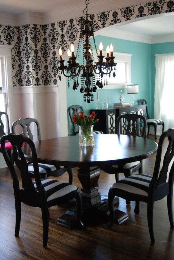 Interior Designs Fancy Dining Room Classic Chandelier Black White