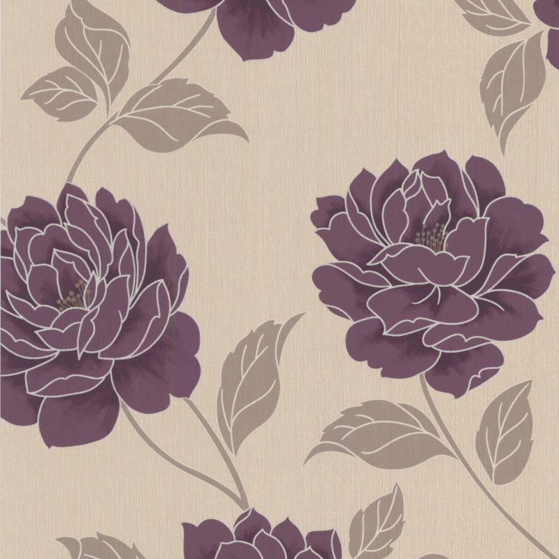 Colours By B And Q Ella Wallcovering Plum 1m