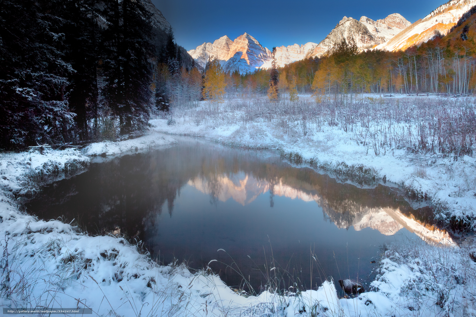 Wallpaper Maroon Bells Reflecting Pond