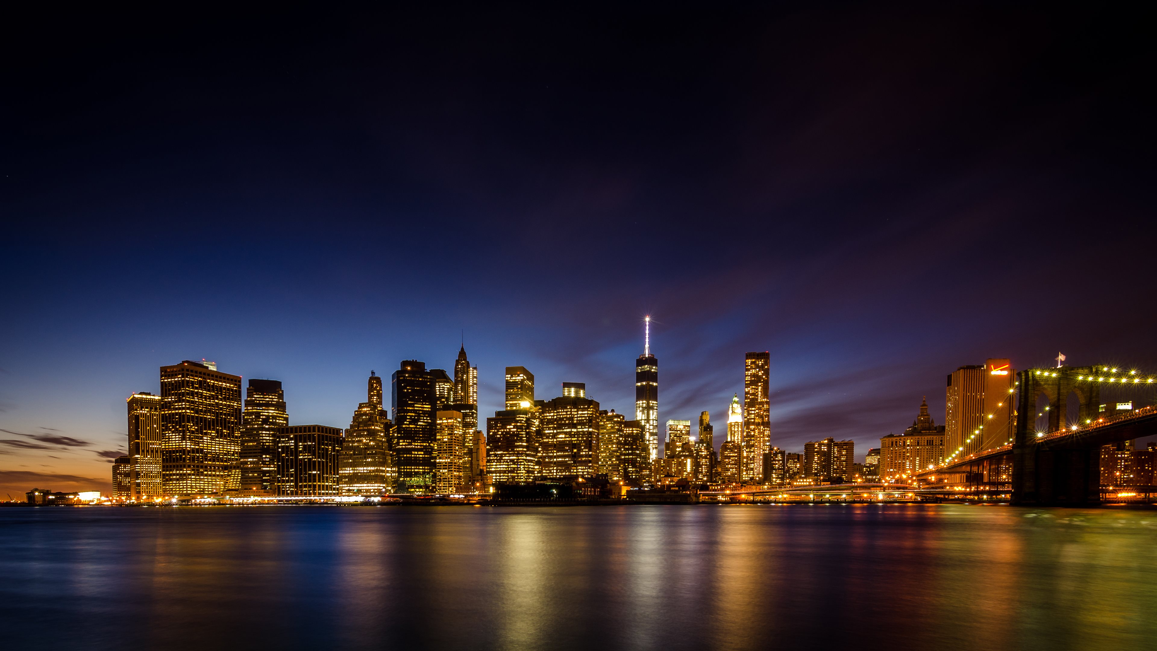 New York City Skyscrapers By Night HD Wallpaper 4k