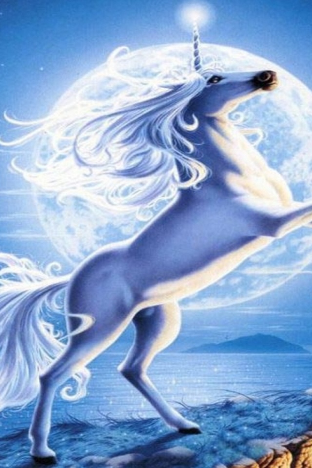 Adorable Unicorn Full Moon iPhone Wallpaper