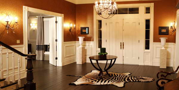 Foyer Chandeliers Contemporary With Wallpaper