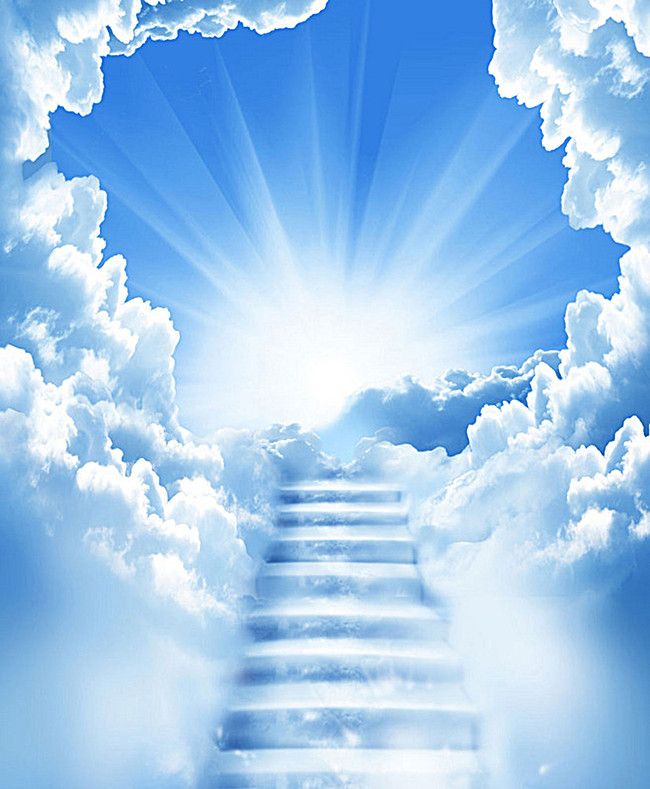 Beautiful Blue Sky Background Material Stepped Poster Stairway
