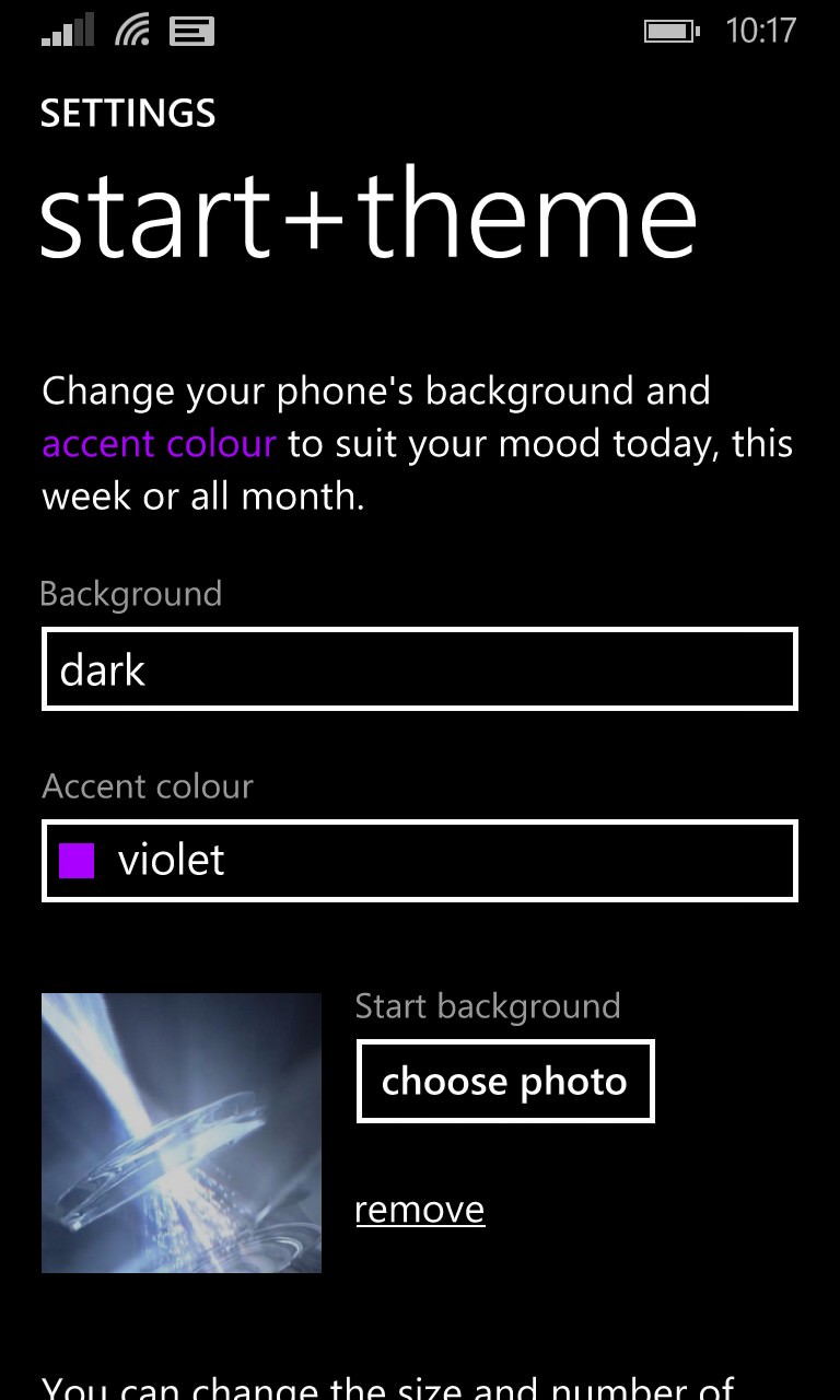 Start Theme Is The First Settings Module In Windows Phone You