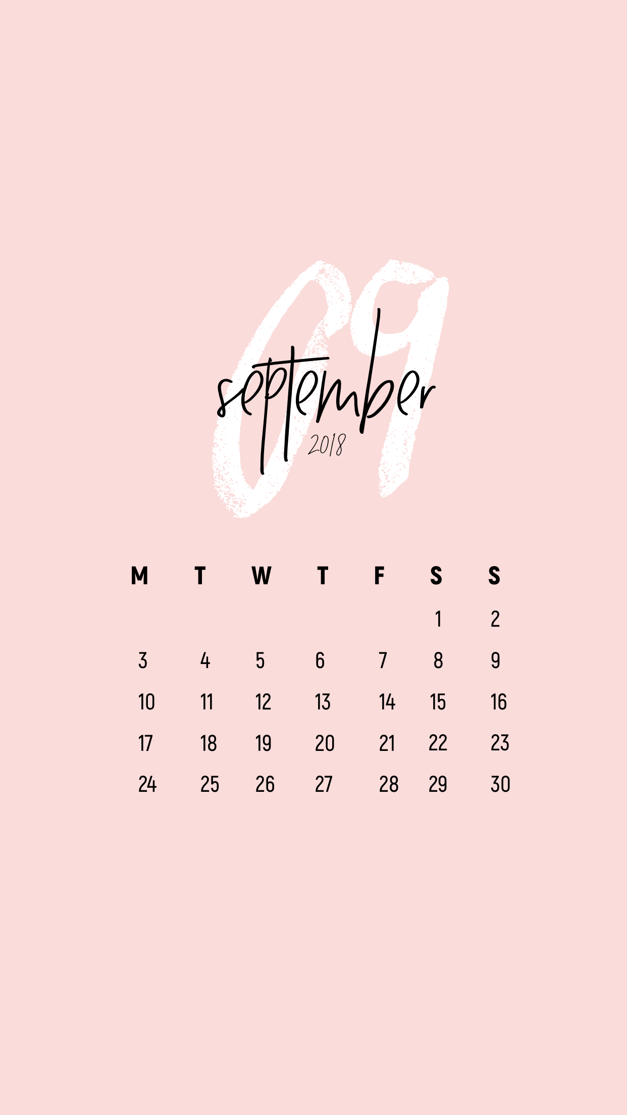 Minimal September Calendar Wallpaper iPhone Raquel