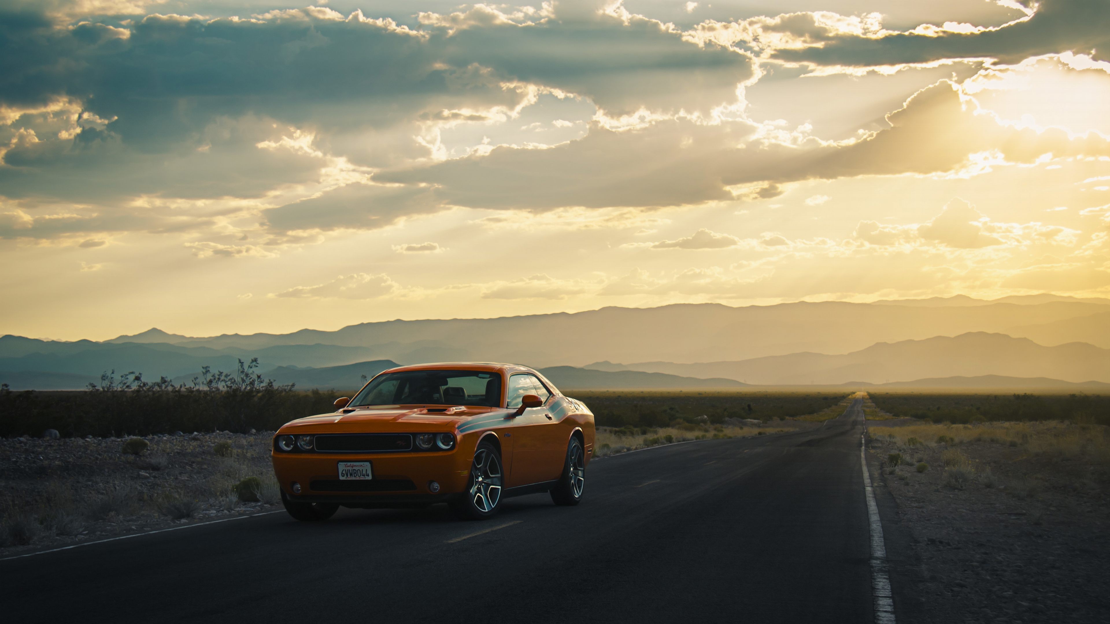 Orange Car Road Dodge Vehicle Challenger 4k Ultra HD Wallpaper