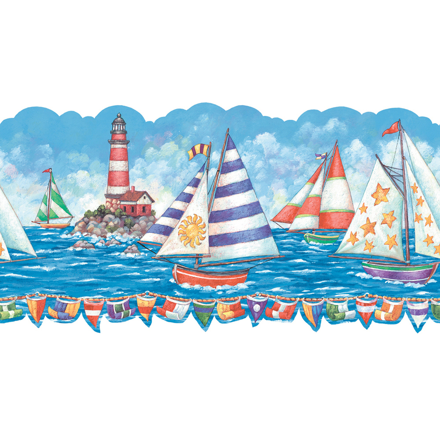  Brightly Colored Sailboat Prepasted Wallpaper Border at Lowescom
