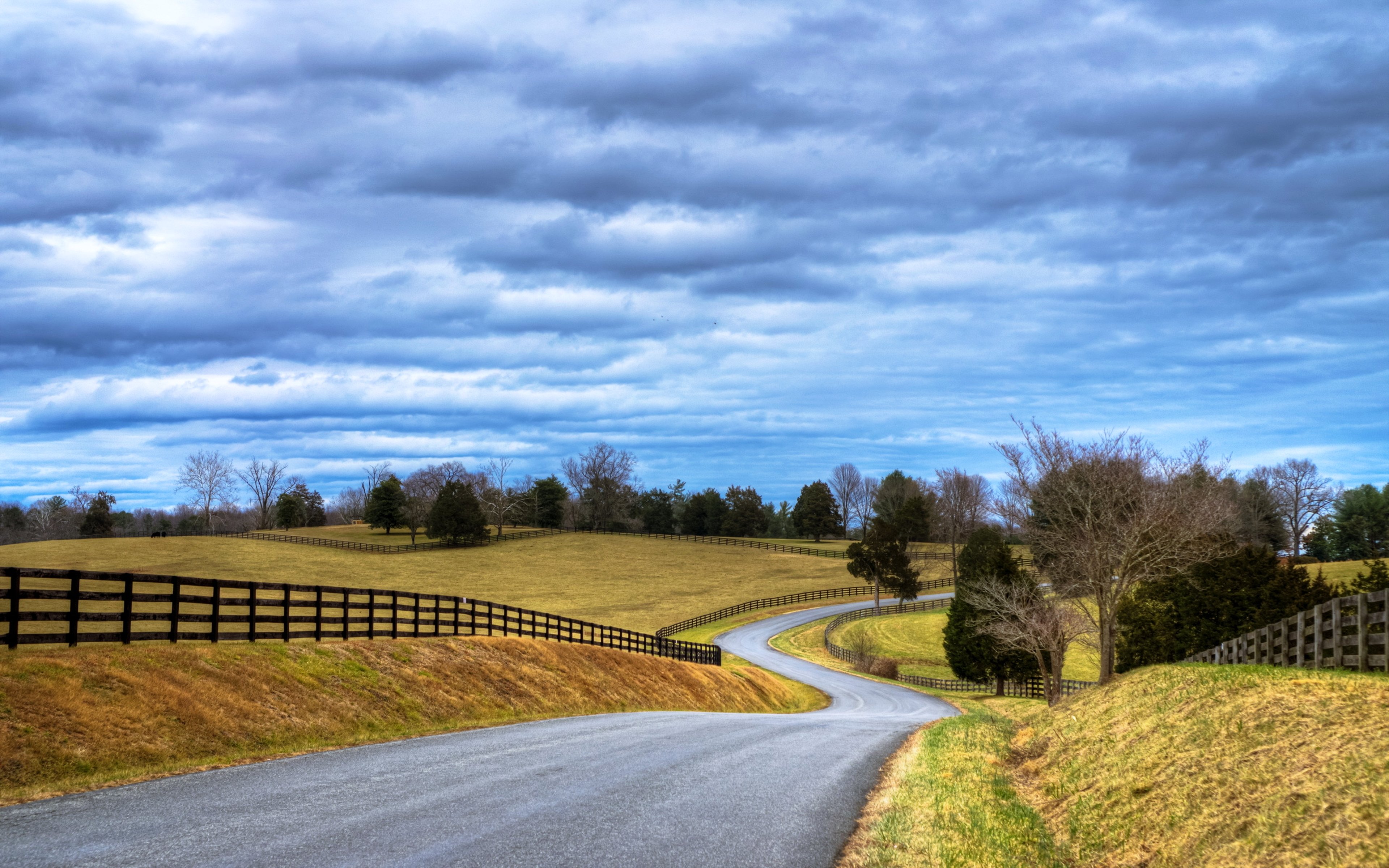 Road Way Path Fields Landscapes Nature Countryside Town Trees Grass Summer Sky Wallpaper