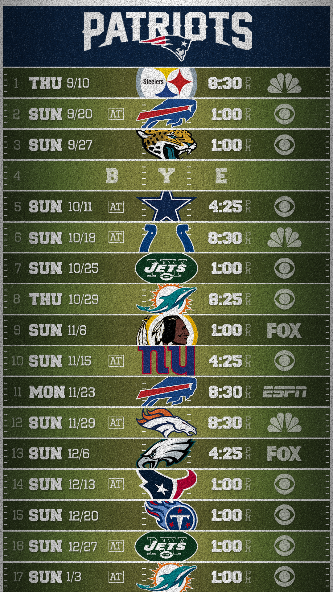 Patriots Mobile Schedule Wallpaper Credit To U Dbeat Who Made