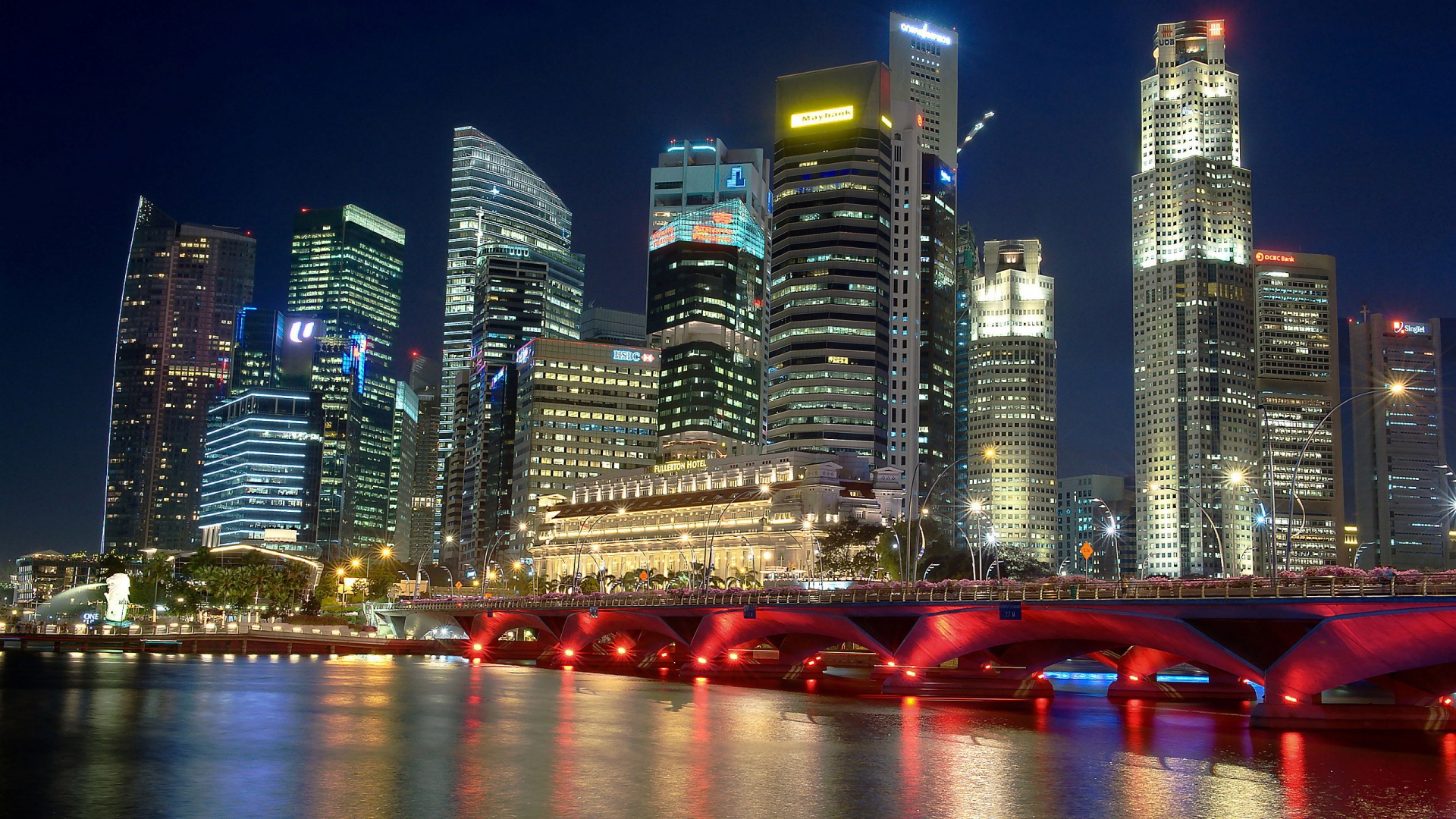 Singapore Night Skyline Windows 81 Theme and Desktop All for