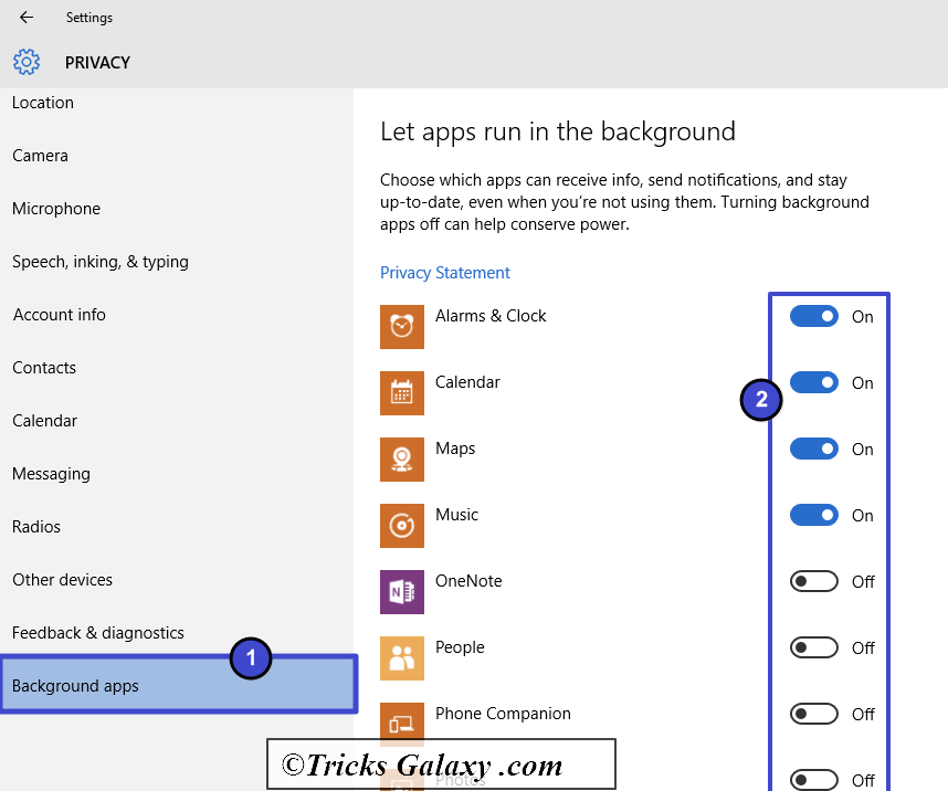 above method to Enable or Disable Background Apps in your Windows 10