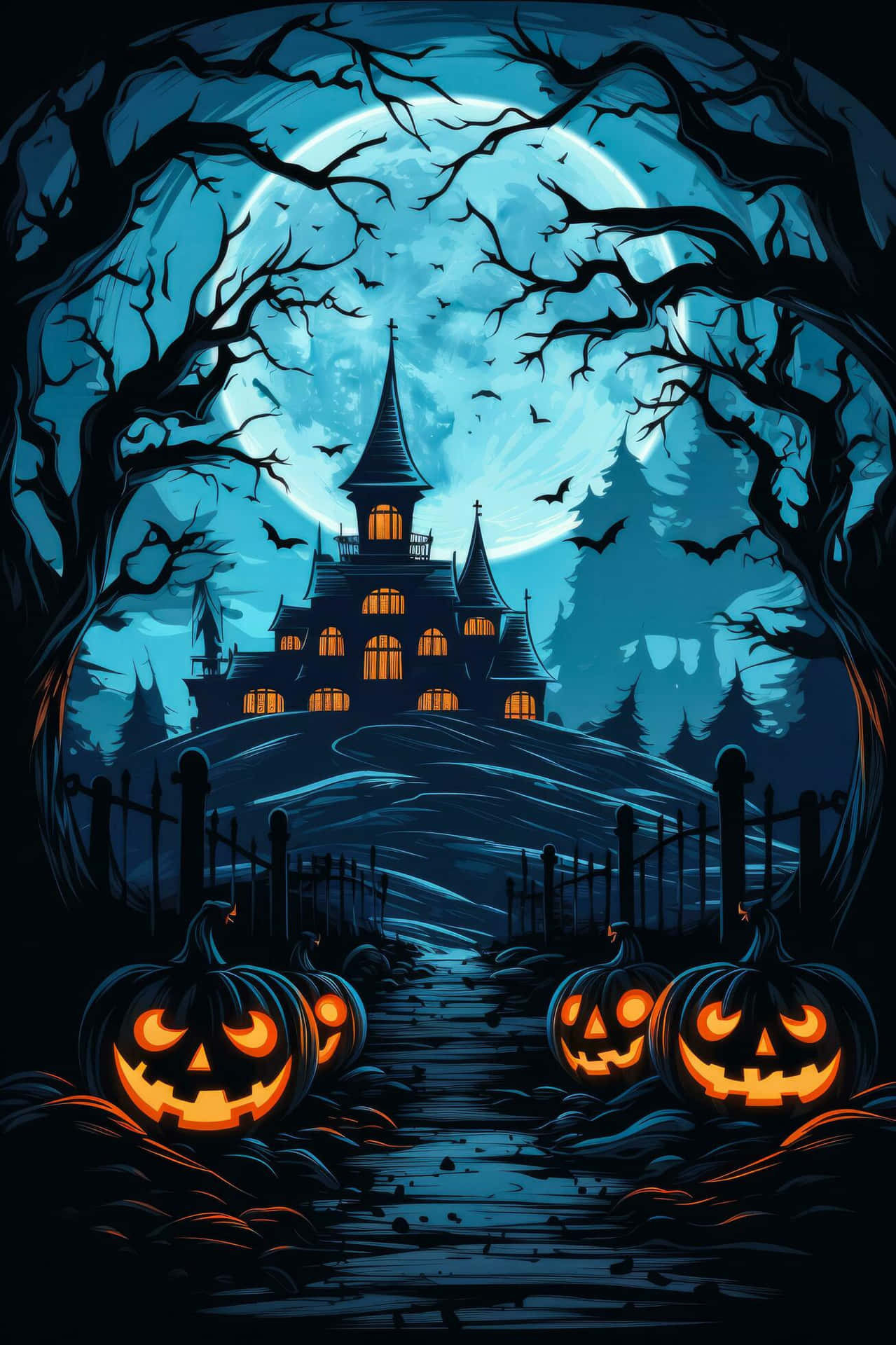 Haunted House Halloween Artwork Wallpaper