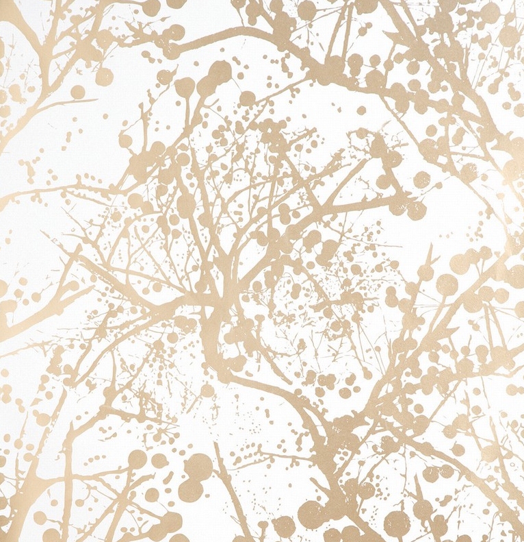 Gold And White Wallpaper Splatter Abstract