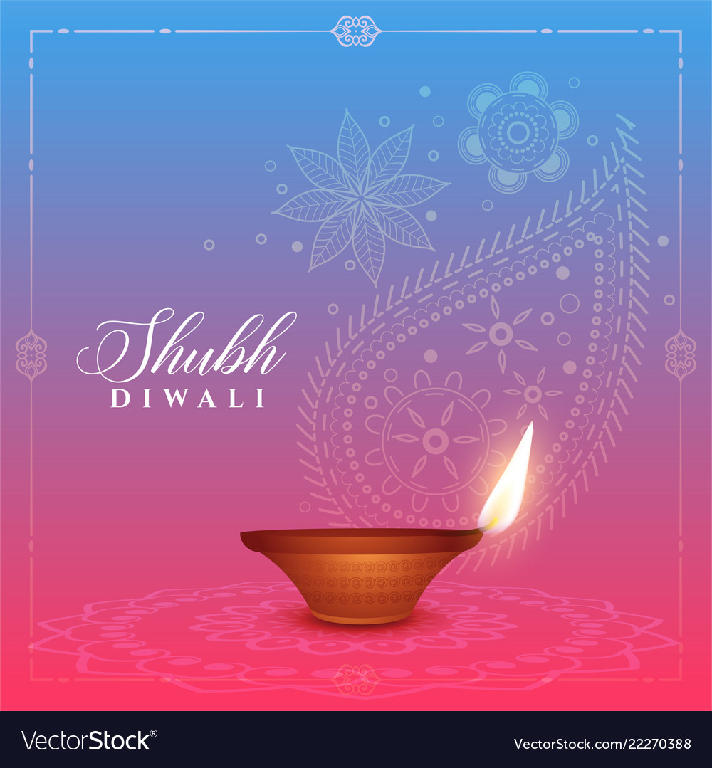 Beautiful Diwali Background With Diya And Paisley Vector Image