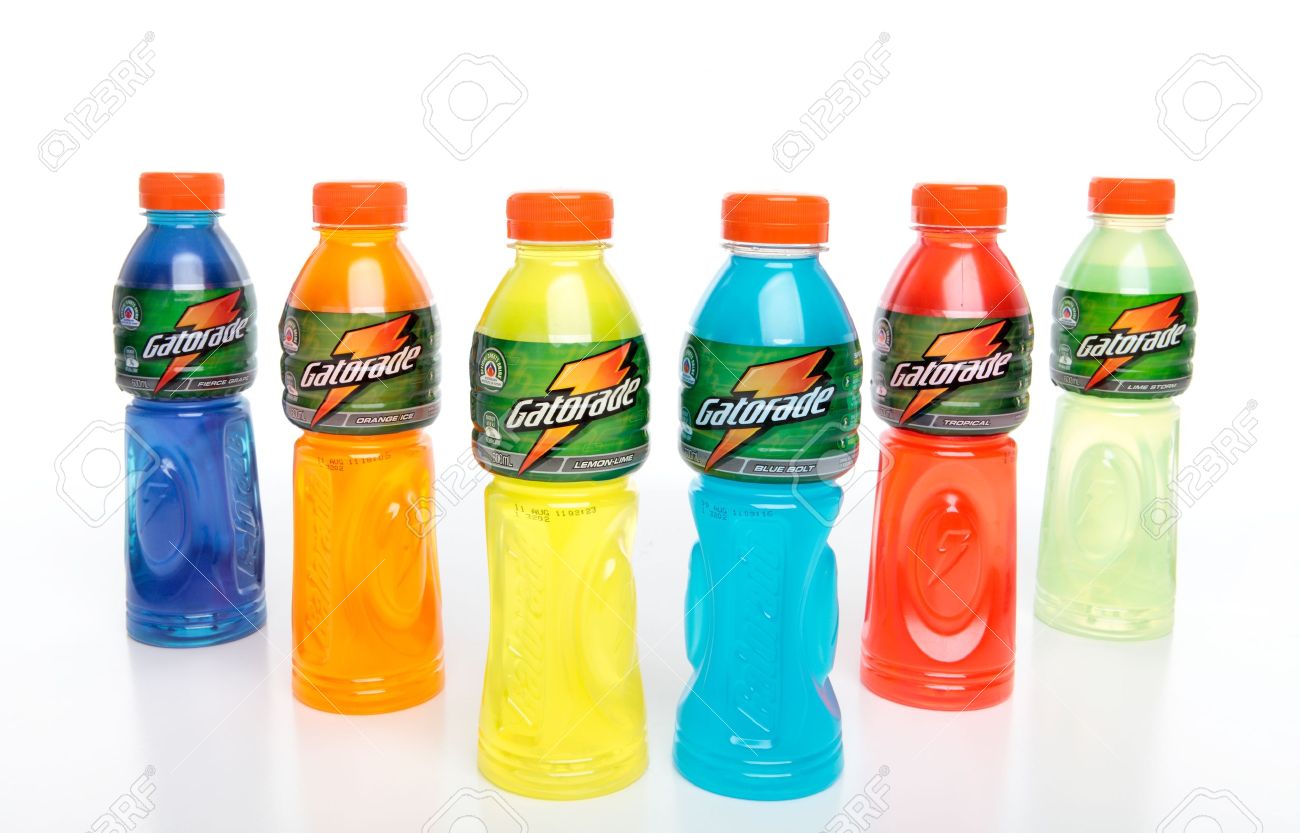 Bottles Of Gatorade Sports Energy Isotonic Drink Contains