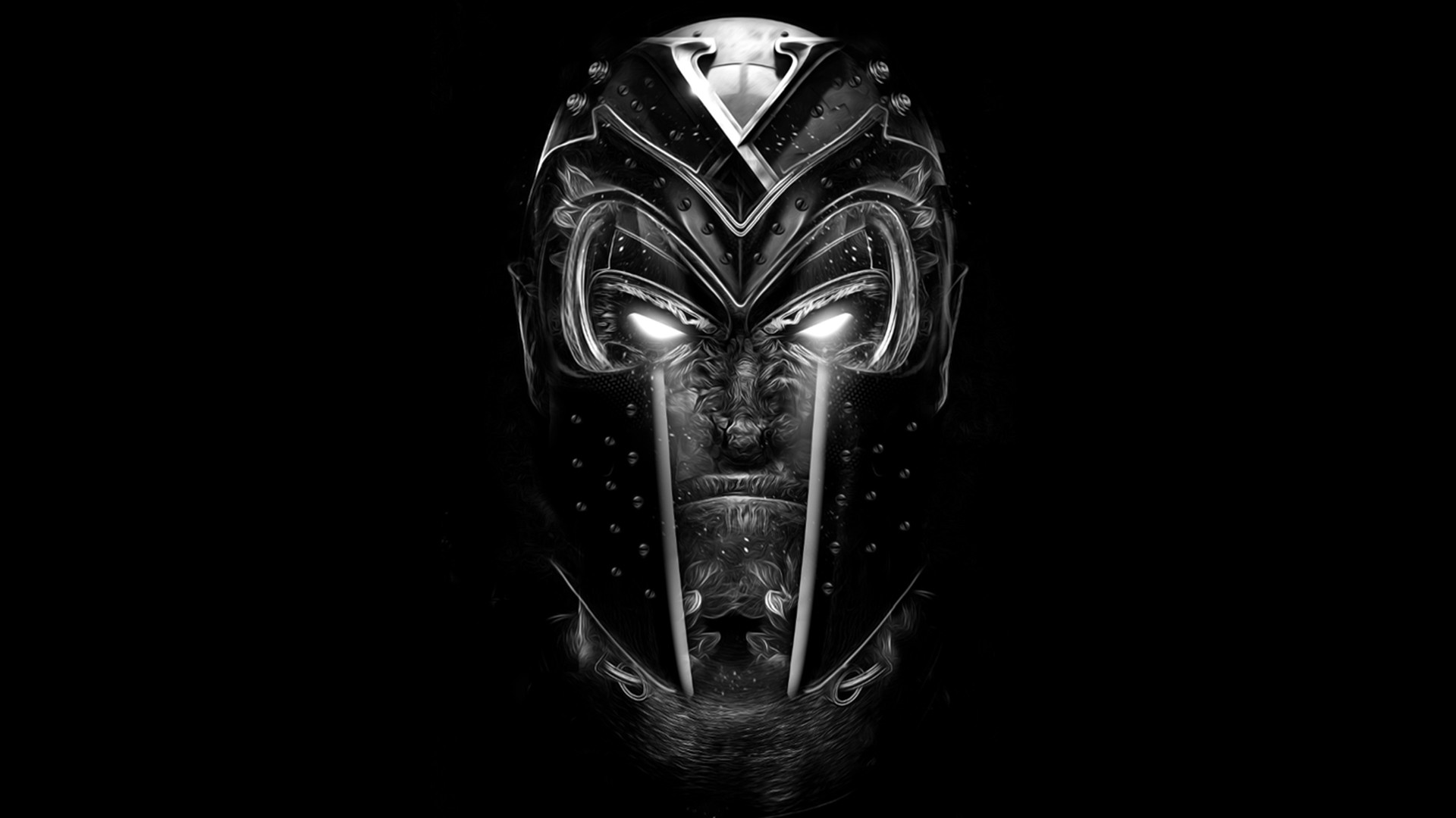 Wallpaper Black And White Mago Helmet Face Glowing Eyes X