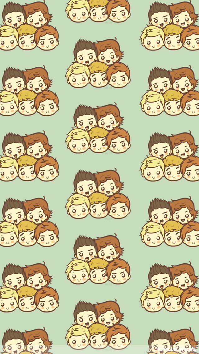 One Direction Cartoon Heads iPhone Wallpaper   Music Wallpapers