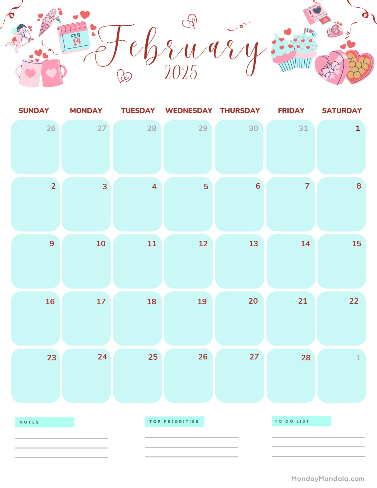 🔥 Free Download Printable Cute February Calendars That Wallpaper by ...