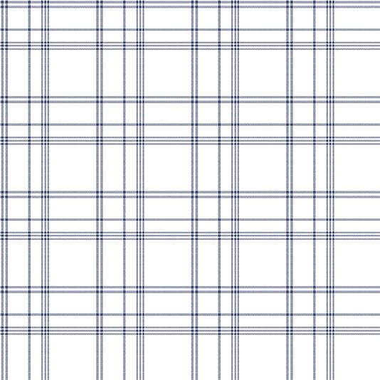  Plaid Wallpaper Wallpaper with a marine blue plaid on off white