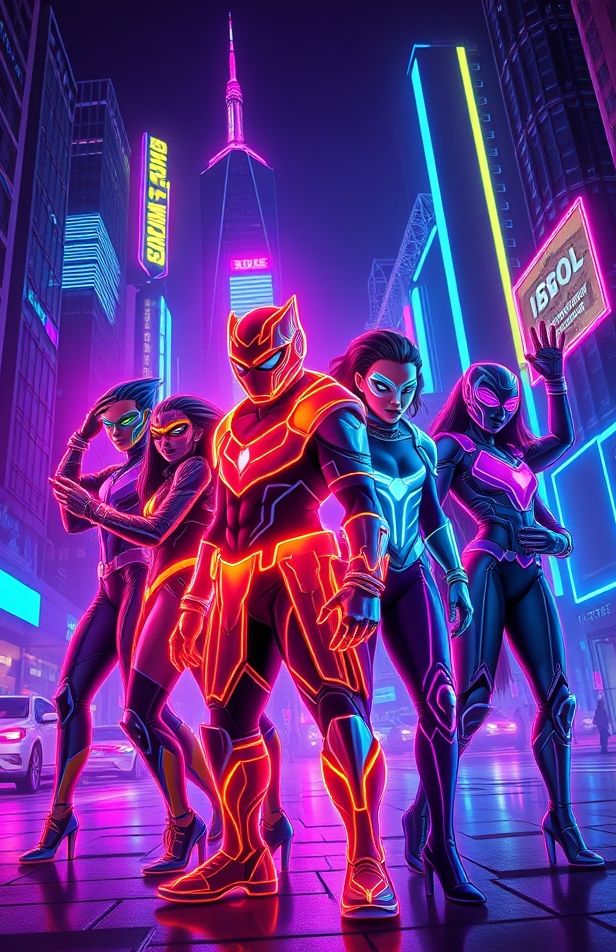 Neon Avengers Wallpaper