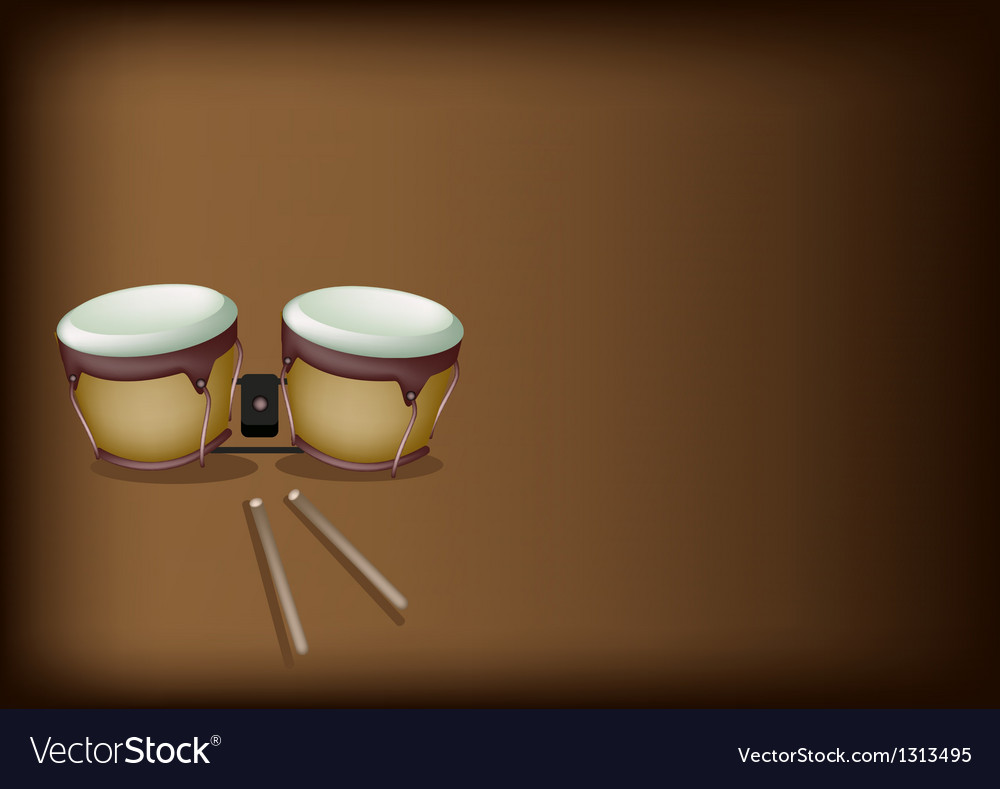 Free download Beautiful Bongo Drum on Dark Brown Background Vector