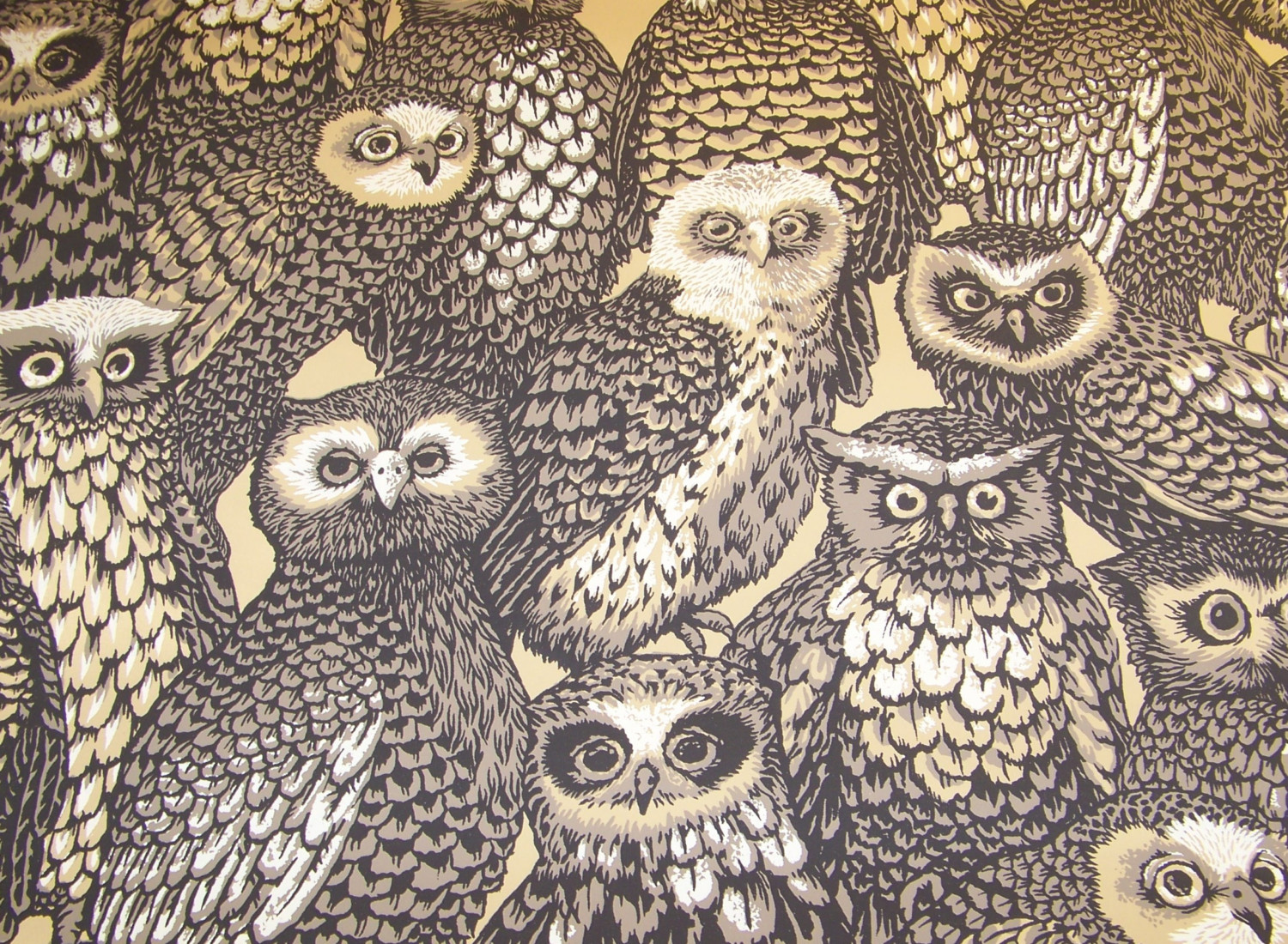Forest Owl Vintage Wallpaper Roll Earthy Brown By Vintagegreetings