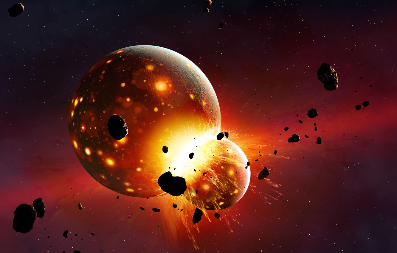 Wallpaper fire planets collision images for desktop section