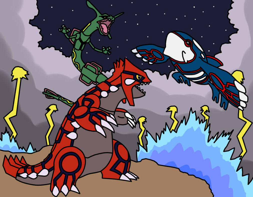 Rayquaza Groudon And Kyogre Fight By Austinerf