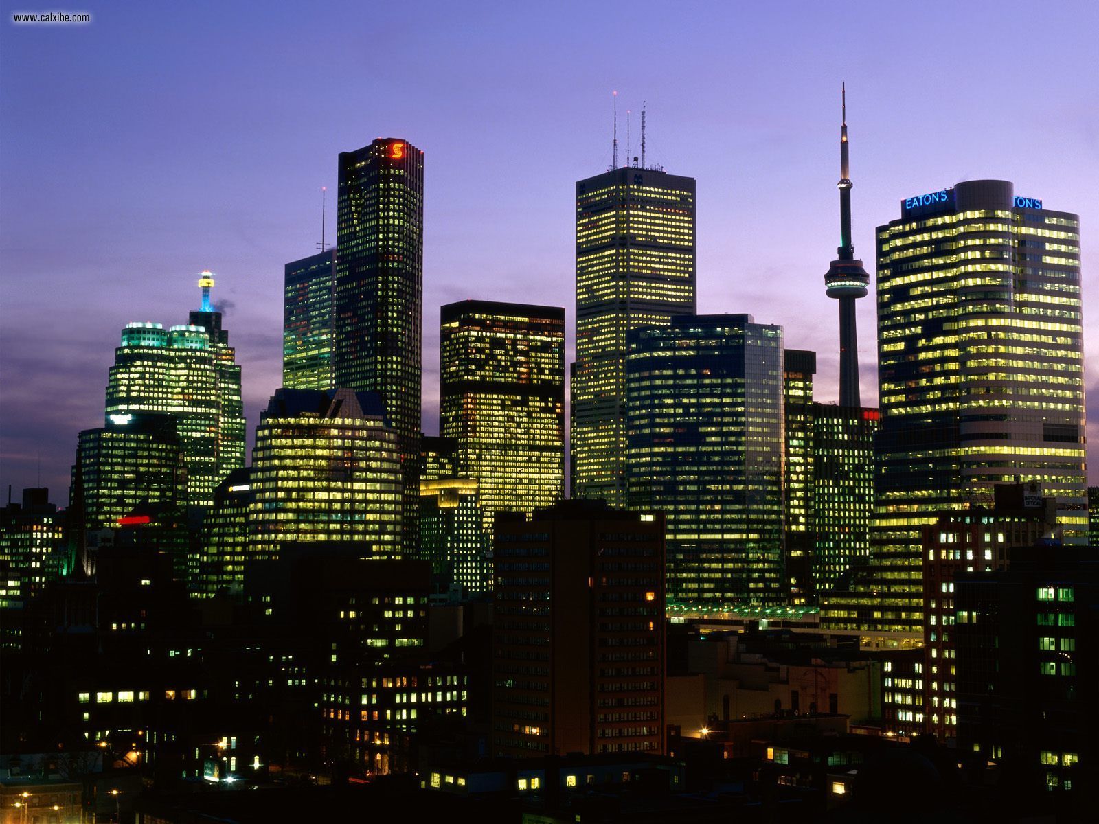 Buildings City Night Falls Over Toronto Ontario Picture Nr