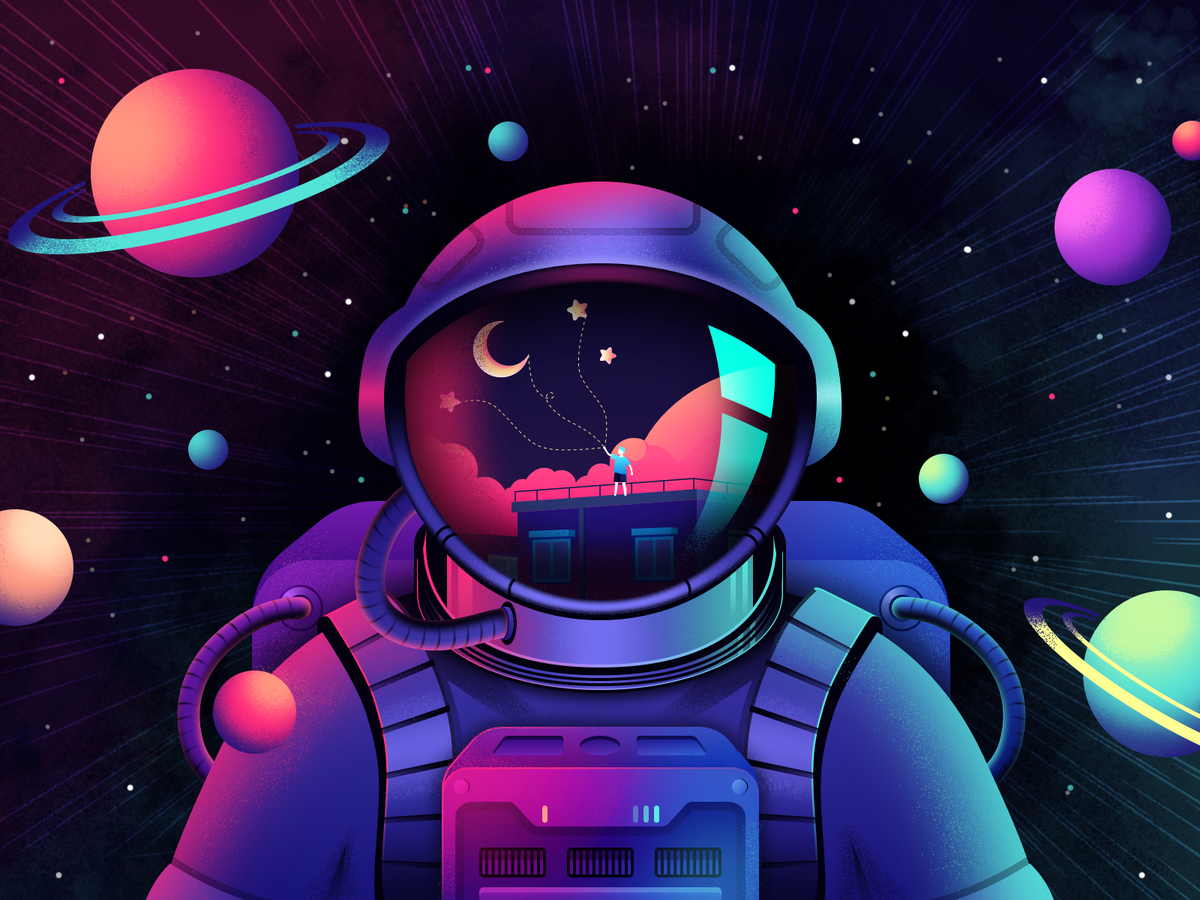 Live Gift Space Drawings Astronaut Wallpaper