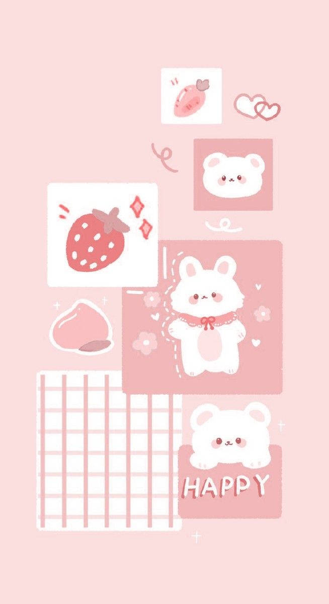 Pink Kawaii Background Wallpaper