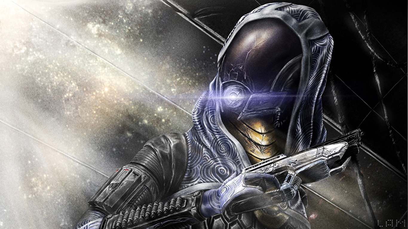 Image Tali Zorah Mass Effect Armour Pistol Helmet Warriors