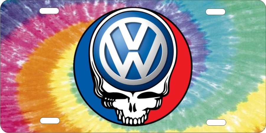Volkswagen Steal Your Face On Tiedye Background Custom Car Tag