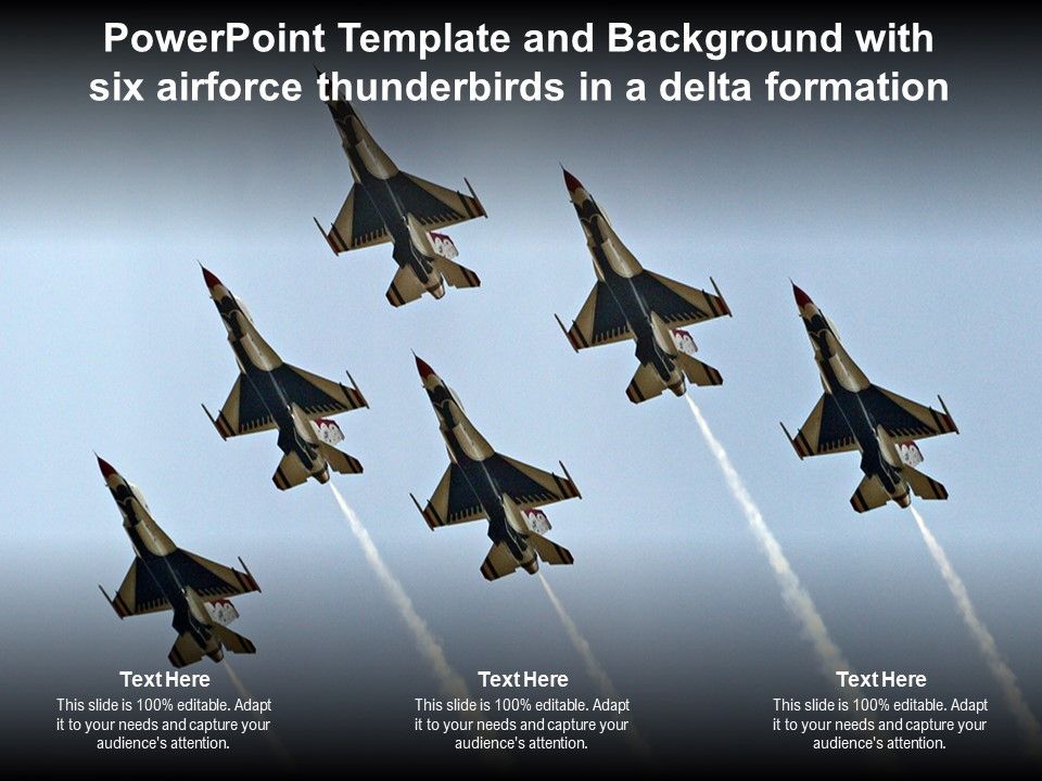Powerpoint Template And Background With Six Airforce Thunderbirds